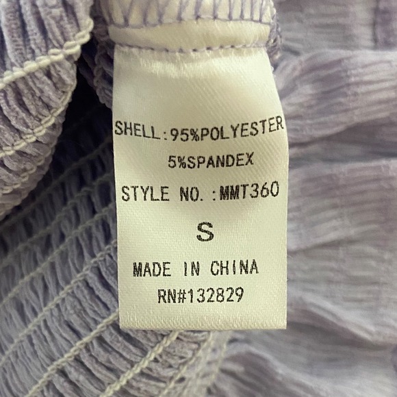 MIOU MUSE NEW Lavender Smocked Ruffle Square Neck Crop Top Cottagecore Size S - Picture 5 of 10